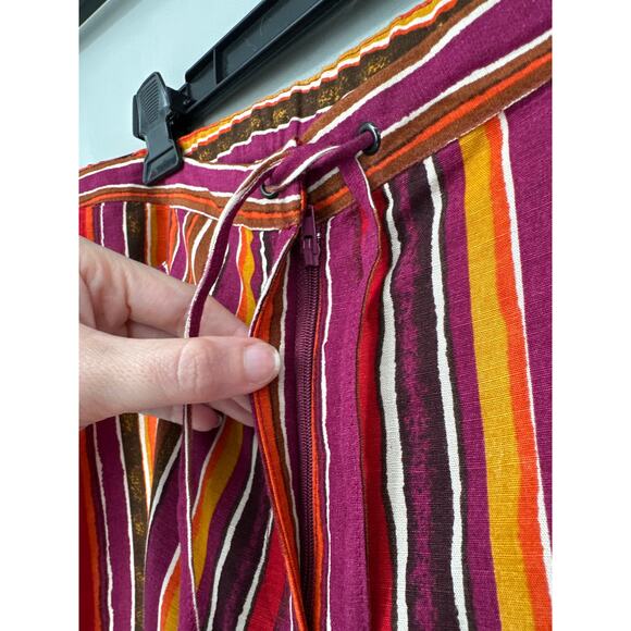 Y2K Vintage Pants Womens Large Purple Linen Striped Wide Leg High Rise Yellow - Picture 5 of 9